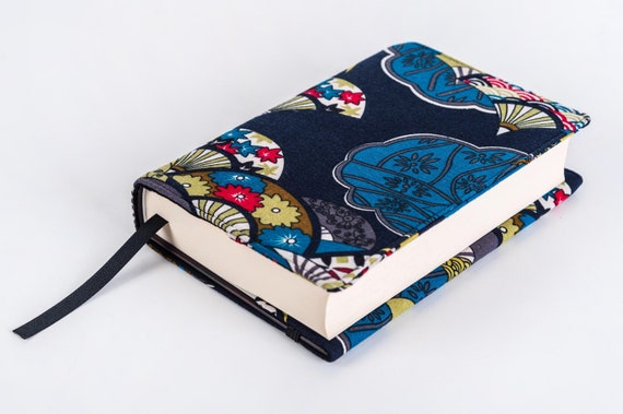 Adjustable Book Cover with Elastic Closure, Japan Fans Book Jacket, Japanese Fans Padded Book Protector, Book Accessories, Bookish Gift