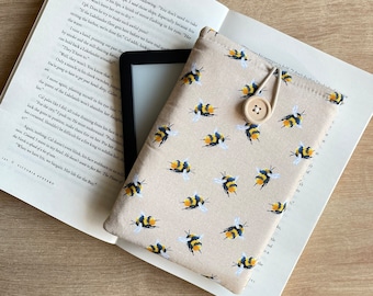 Funda Kindle acolchada de abeja, funda Kindle de tela Bumblebee, Kindle Paperwhite, bolsa Kindle Oasis, funda de libro, portada de libro, regalo para amantes de los libros