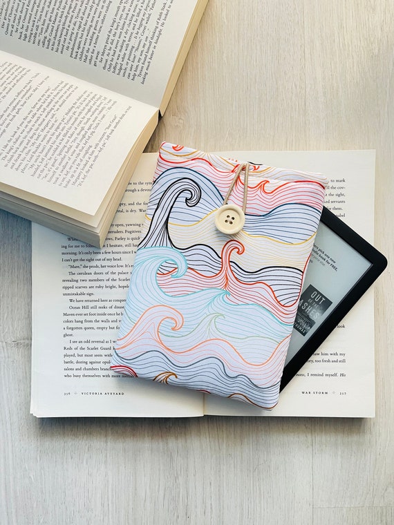 Colorful Waves Kindle Sleeve, Japan Waves Kindle Protector, Kindle Paperwhite Pouch, Padded Kindle Jacket, Book Lover Gift, Bookworm Gift