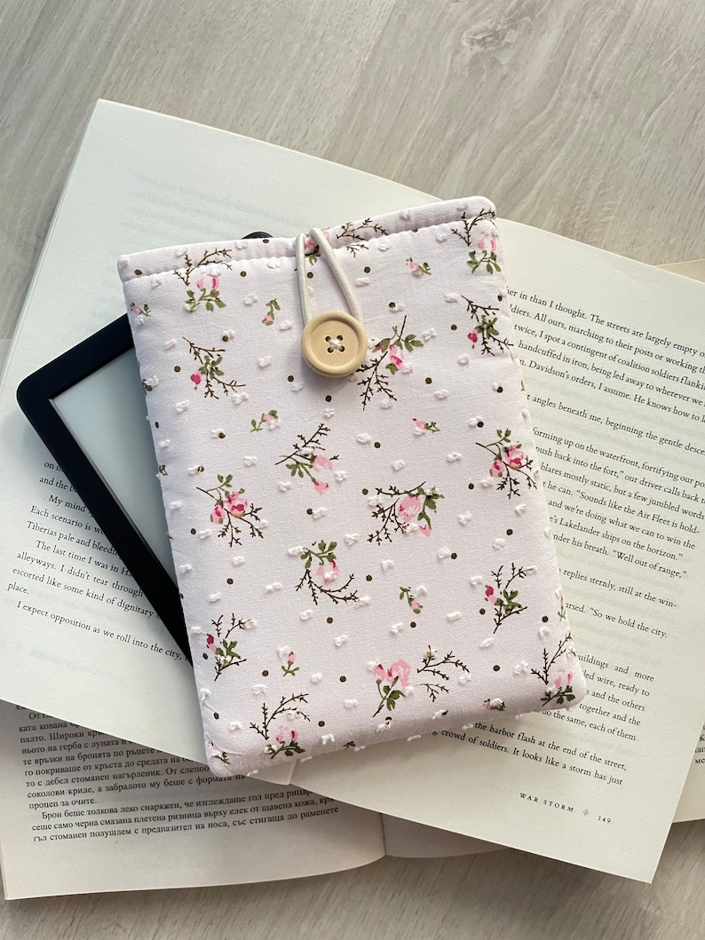 Funda Kindle de flores, bolsa Kindle rosa rosa, funda Kindle acolchada, funda Kindle rosas, chaqueta floral Kindle Paperwhite, funda Kindle Oasis imagen 5