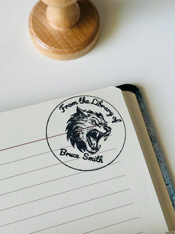 Personalised Wooden Book Stamp, Custom Library Stamp, Stamp From the Library Of, Book Lover Gift, Book Accessories, Stamps for Books