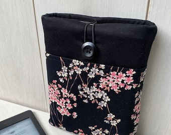 Manga de libro de flor de ciruelo, bolsa de libro acolchada, cubierta de libro de tela, bolsa de libro de flores, chaqueta de libro floral, regalo de ratón de biblioteca, regalo de amante de los libros