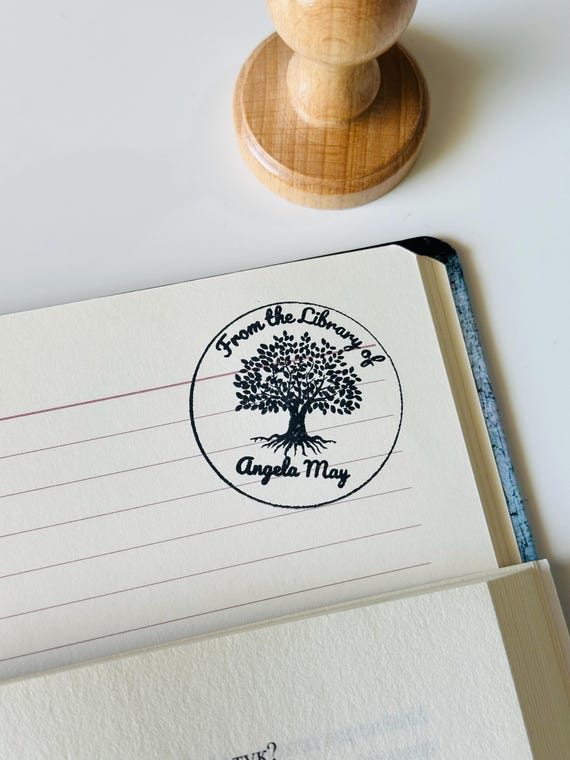 Personalised Wooden Book Stamp, Custom Library Stamp, Stamp From the Library Of, Book Lover Gift, Book Accessories, Stamps for Books