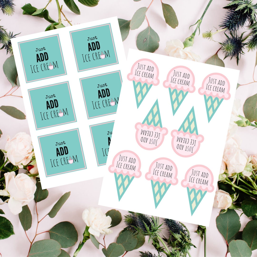 Printable Just Add Ice Cream Tags, Instant Download - Etsy