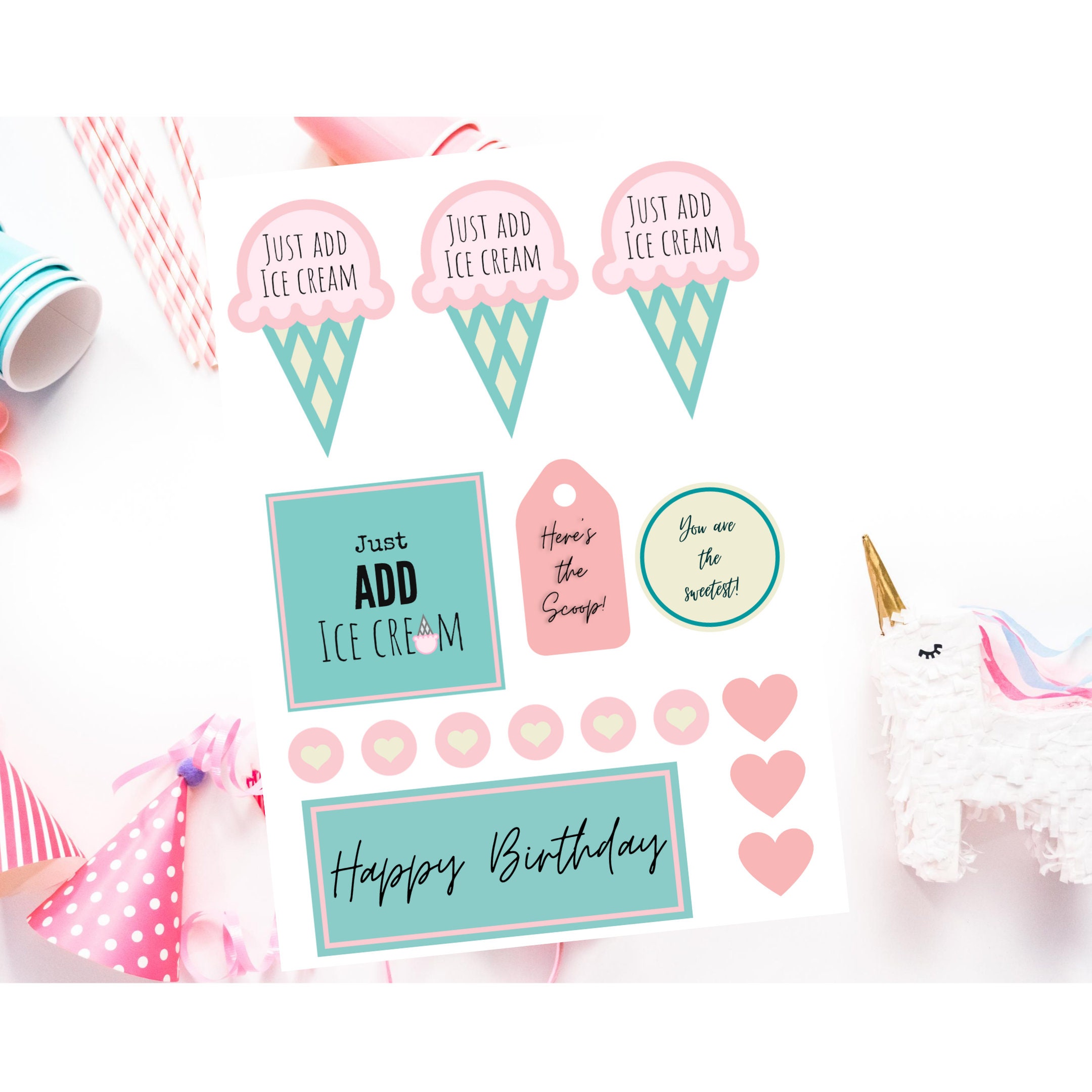 Printable Just Add Ice Cream Tags, Instant Download - Etsy