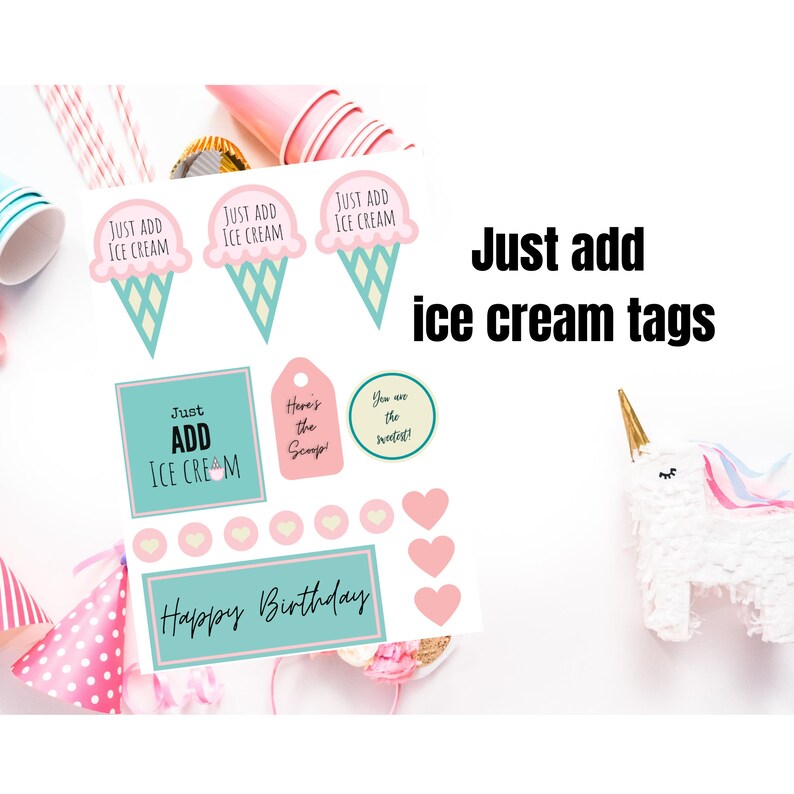 Printable Just Add Ice Cream Tags, Instant Download - Etsy