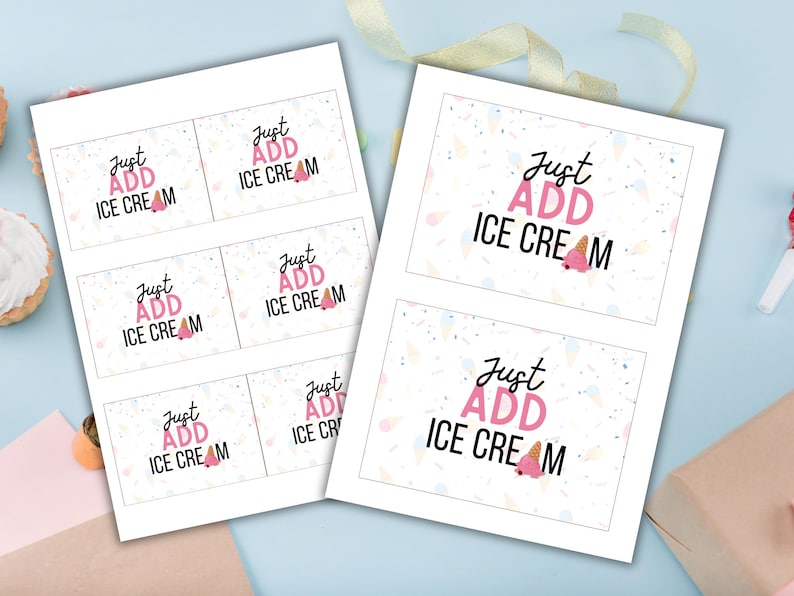 Printable Just Add Ice Cream Tags Instant Download Etsy