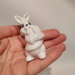 Vintage Ceramic Bunny Figurine, USSR Kitchen Decor