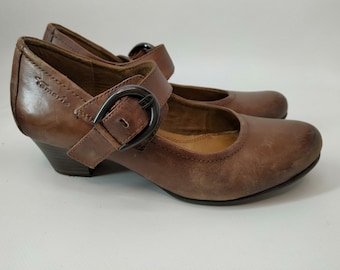 Skórzane buty typu Mary Jane w stylu vintage, rozmiar 36