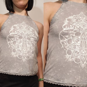 Vintage Lace Trim Tank Top, 1990s Cotton T-Shirt (Size M)