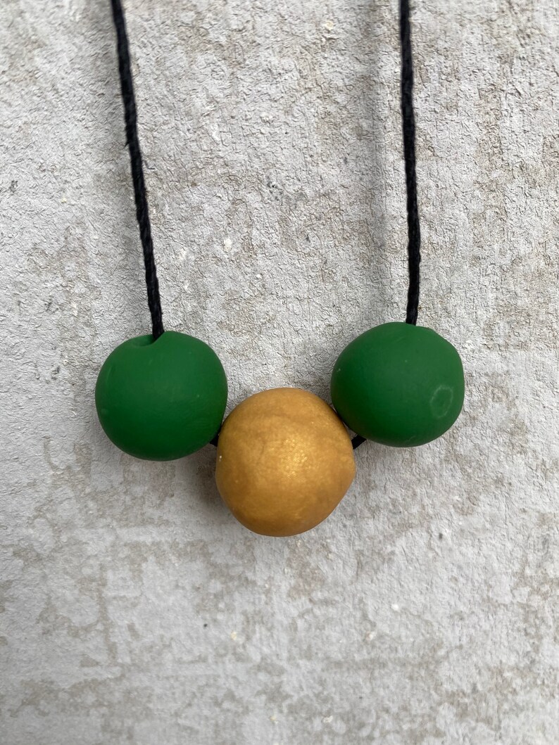 Custom Jewelry Gold Handmade Necklace Adjustable Necklace Green Handmade Clay Adjustable Necklace|Womens Necklace Statement Jewelry