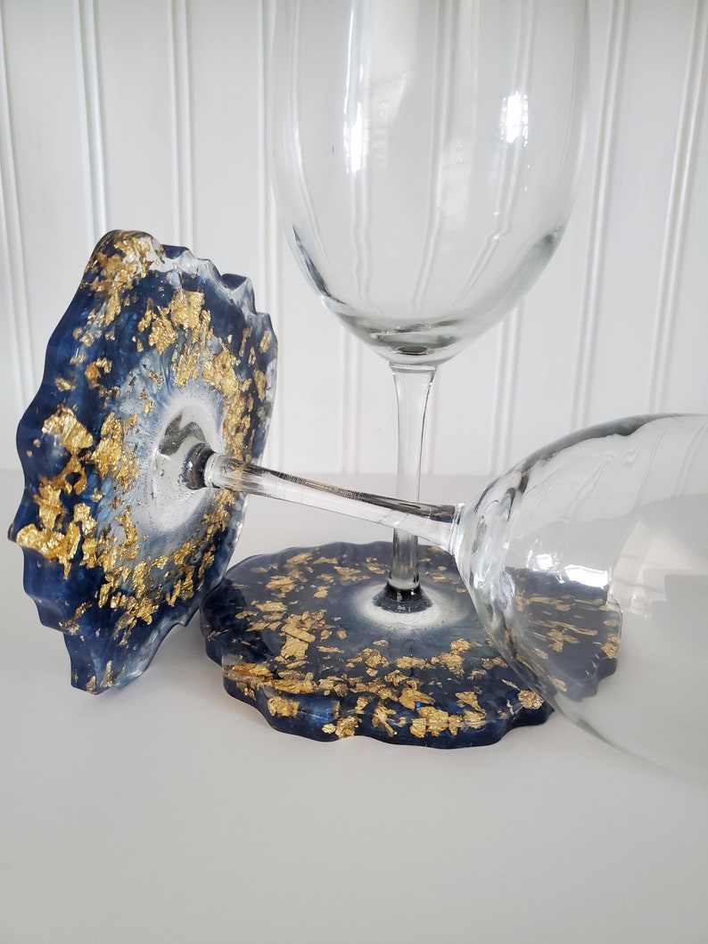 Wine Glasses with Geode Coaster Wine Glass for her Elegant Etsy
