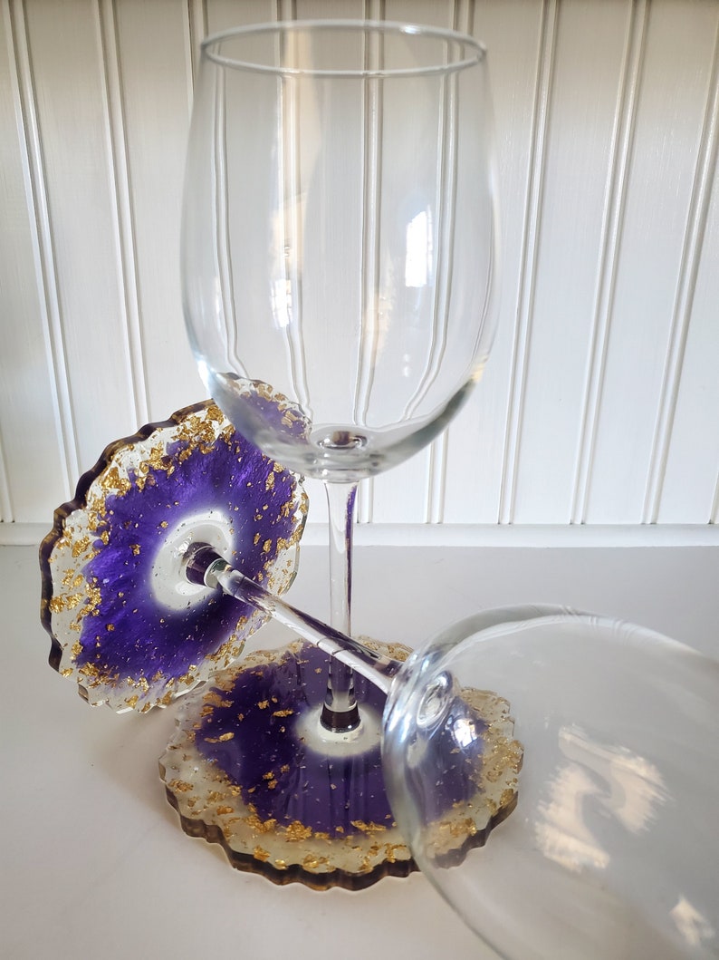 Wine Glasses with Geode Coaster Wine Glass for her Elegant Etsy