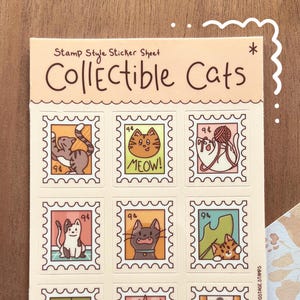 Cat Stamp Stickers: Collectible Whimsical Stationery - Planner, Journal