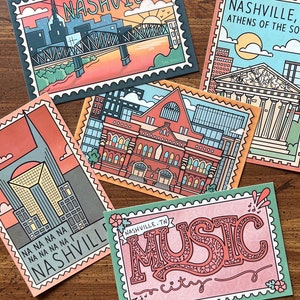 Jeu complet de cartes postales Nashville