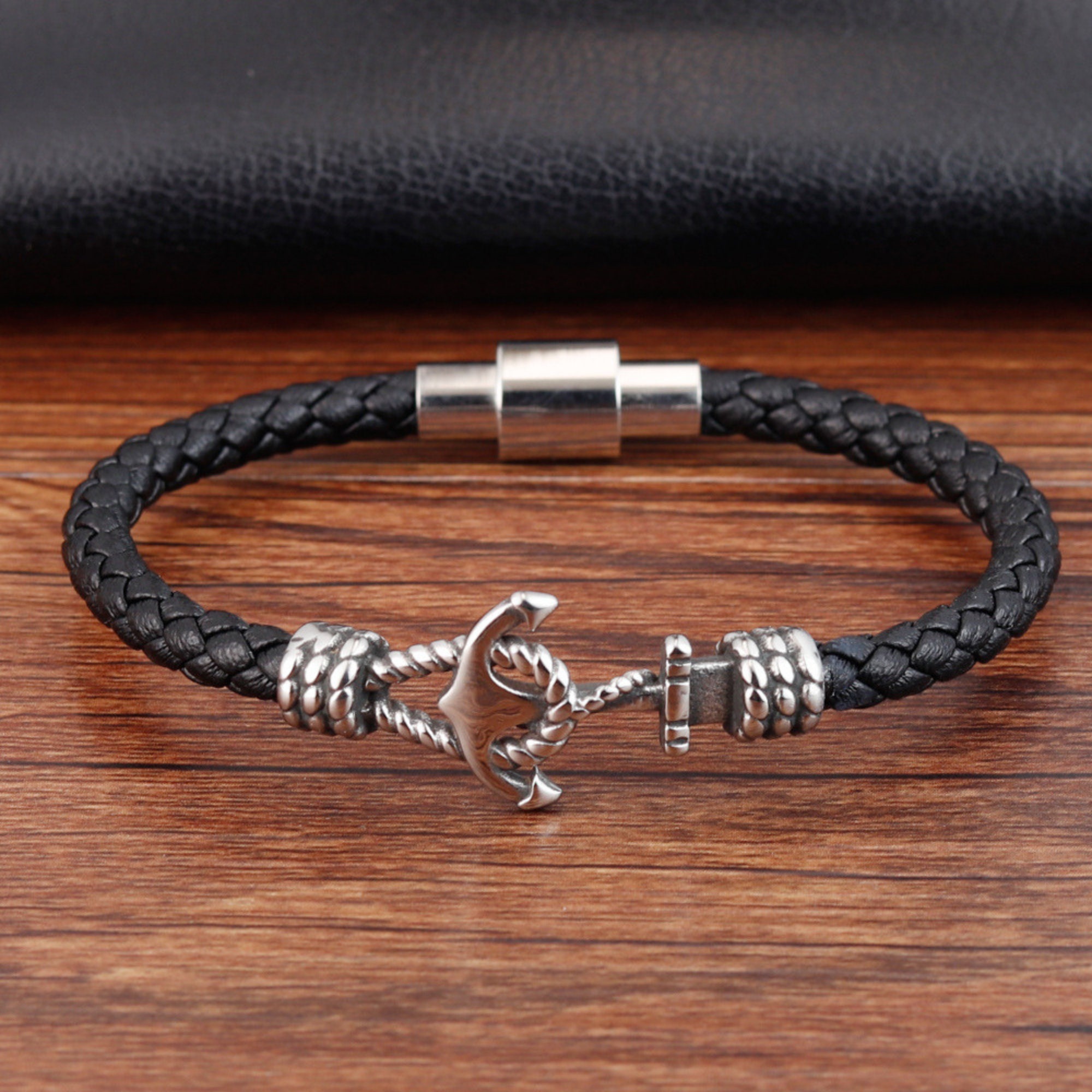 Mens Anchor Rope Bracelet Mens Sailor Bracelet Metal Leather Etsy