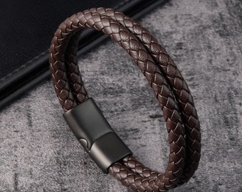 Braided Leather Bracelet - Etsy