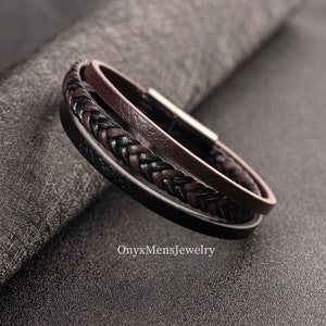 Men's Leather Bracelet • Minimalist Design Bracelet for Men • Simple Leather Wrist Accessory • Handmade Bracelet Men • Gift for Him (M1042)