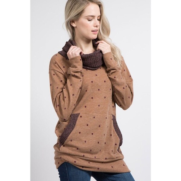 Women's Sunburst Knit Cowl Neck Pullover Top in Dove by Habitat