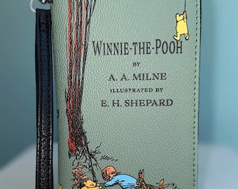 Winnie the Pooh Classic Vintage Novel Wallet | ID Card Organizer | Unique Book Fashion | Fairytale Children Story | Vinyl Vegan Faux Leather