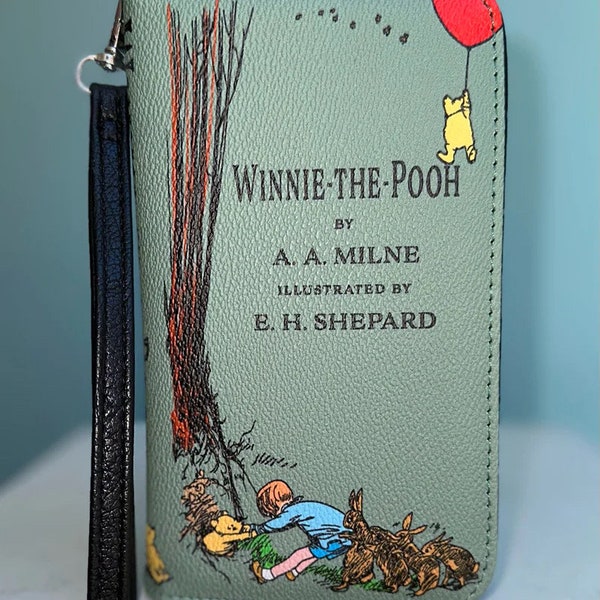 Winnie the Pooh Classic Vintage Novel Wallet | ID Card Organizer | Unique Book Fashion | Fairytale Children Story | Vinyl Vegan Faux Leather