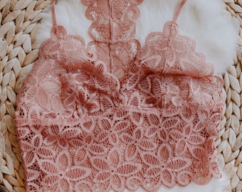 Rose Racerback Flower Lace Bralette