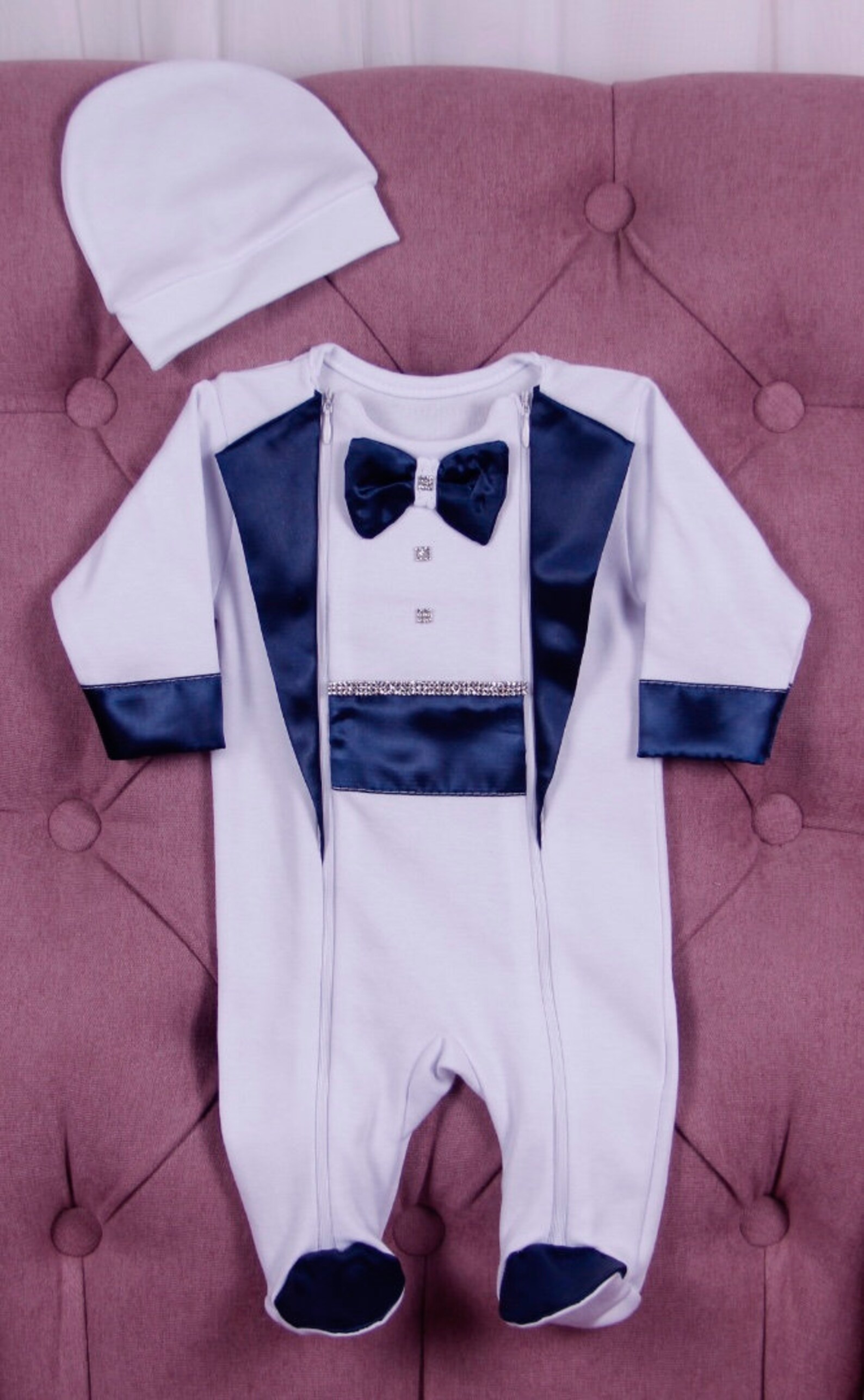 Baptism baby boy baptism outfit bodysuit and hat christening Etsy