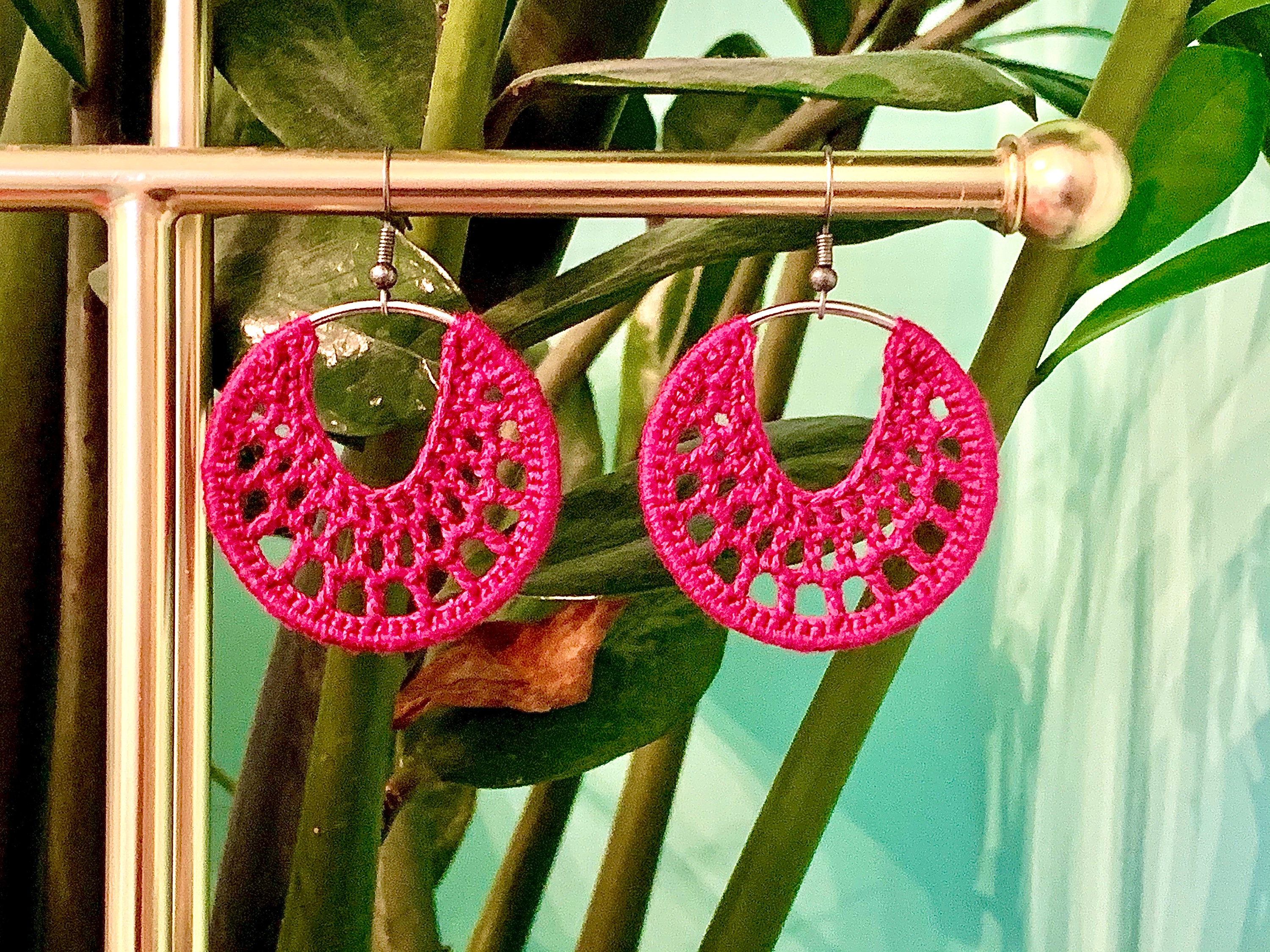 Handmade Crochet Hoop Earrings 3.9cm hoop earrings crescent Etsy