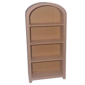 Miniature Arched Bookcase - storage unit - Scale 1:24 - Light wood color - PLA material - miniature furniture