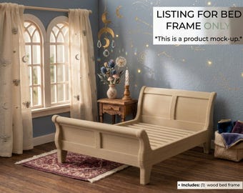 1:24 Scale Miniature Sleigh Bed Frame| Dollhouse Furniture | Faux Wood Plastic Bed Frame -Diorama - Crafts | Room boxes *Pick color and size