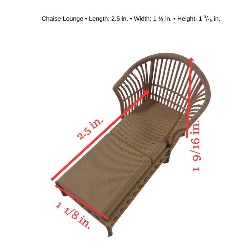 1:24 SCALE - Miniature furniture - mini living room/patio 5 piece set- wicker inspired - diorama miniature room box image 13