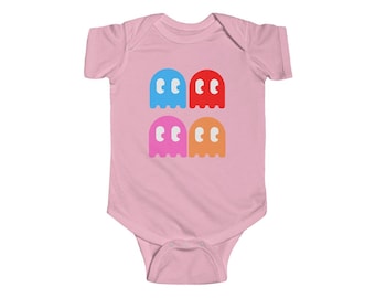 Pacman Ghosts Baby Onesie, Retro Arcade Game Bodysuit
