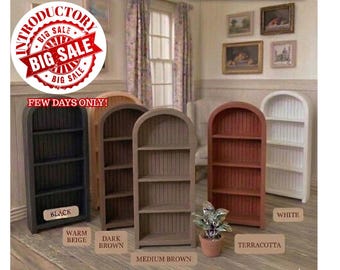 1:24 Scale - Miniature furniture - Arched top Bookcase / storage unit - PLA wood inspired - dollhouse