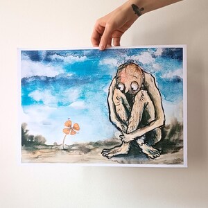 Il quadrifoglio, poster A3 da un dipinto originale – stampato su carta lucida spessa – decorazione da parete