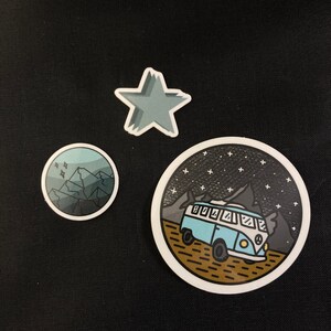 3 adesivos de vinil montanha campista van estrela adesivo inspirador garrafa de água portátil presente à prova dwaterproof água
