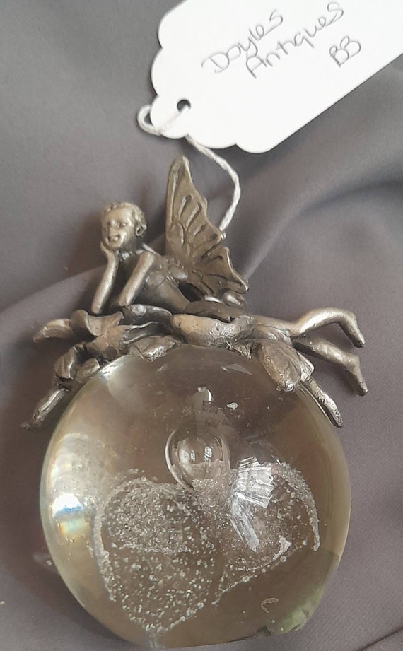 Paperweight With Pewter Fairy Lying on Top Etsy