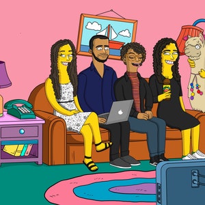 Simpson Custom Portrait, Simpsons Gift, Yellow Cartoon, Simpsons Art, Family Portrait, Couple Portrait , Custom Cartoon Portrait, Painting