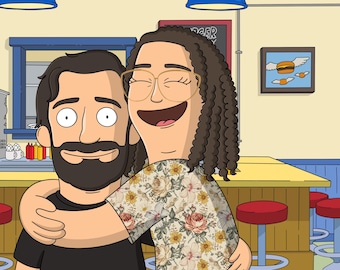 Retrato personalizado de Bob's Burgers, caricatura familiar (descarga digital)