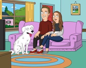 Retrato personalizado de Padre de Familia, regalo personalizado (descarga digital)