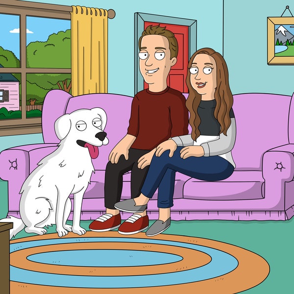 Family Guy Portrait, Custom Family Guy, Couple Portrait, Family Guy Personalized, Family Portrait, Family Guy Gift, Fun Cartoon