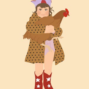 portrait of little girl and pet