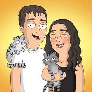 Family Guy Portrait , Custom Portrait , Couple Portrait , Family Guy Art , Family Portrait , Family Guy Gift , Family Cartoon Portrait