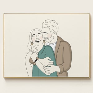 Line Art Couple Portrait, Line Art Drawing from Photo, Minimal Couple Portrait, Custom Family Illustration, Personalized Wedding Gift, gift