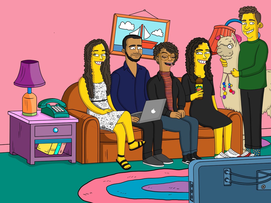 Simpson Custom Portrait, Simpsons Gift, Yellow Cartoon, Simpsons Fan ...