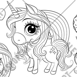 set of cute unicorns digital stamp for scrap booking etsy