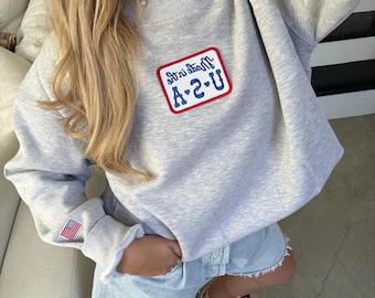 Made in the USA Mock Neck | Vintage Patriotic Sweatshirt | USA Graphic | Fourth of July