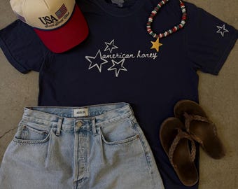 American Honey Comfort Colors Tee | Vintage Patriotic Graphic T-Shirt | Americana Summer Shirt | Fourth of July Tee | USA Shirt