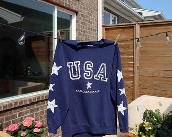 Vintage Inspired USA Sweatshirt: Comfort Colors American Summer Pullover