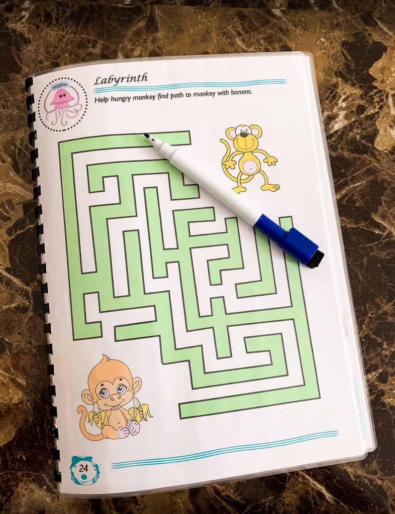 Dry Erase Workbook for kids 2-4 years of age Preschool Activity Educational Toy Fine Motor Activities