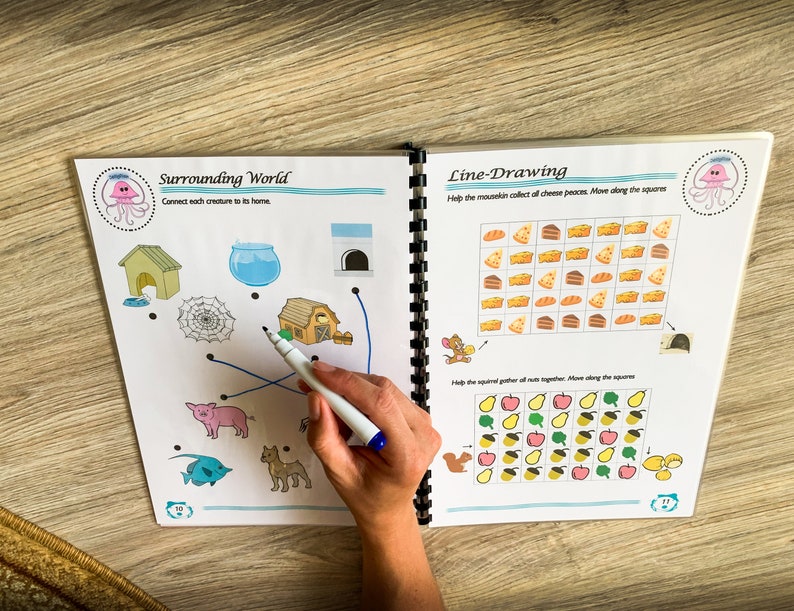 Dry Erase Workbook for kids 2-4 years of age Preschool Activity Educational Toy Fine Motor Activities